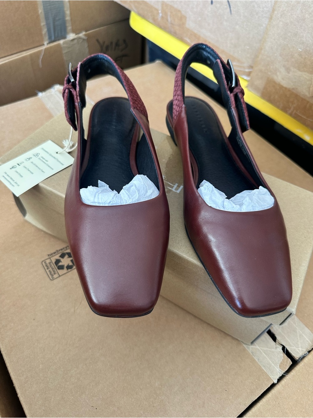 Women's Slingback Square-Toe Pumps in Burgundy